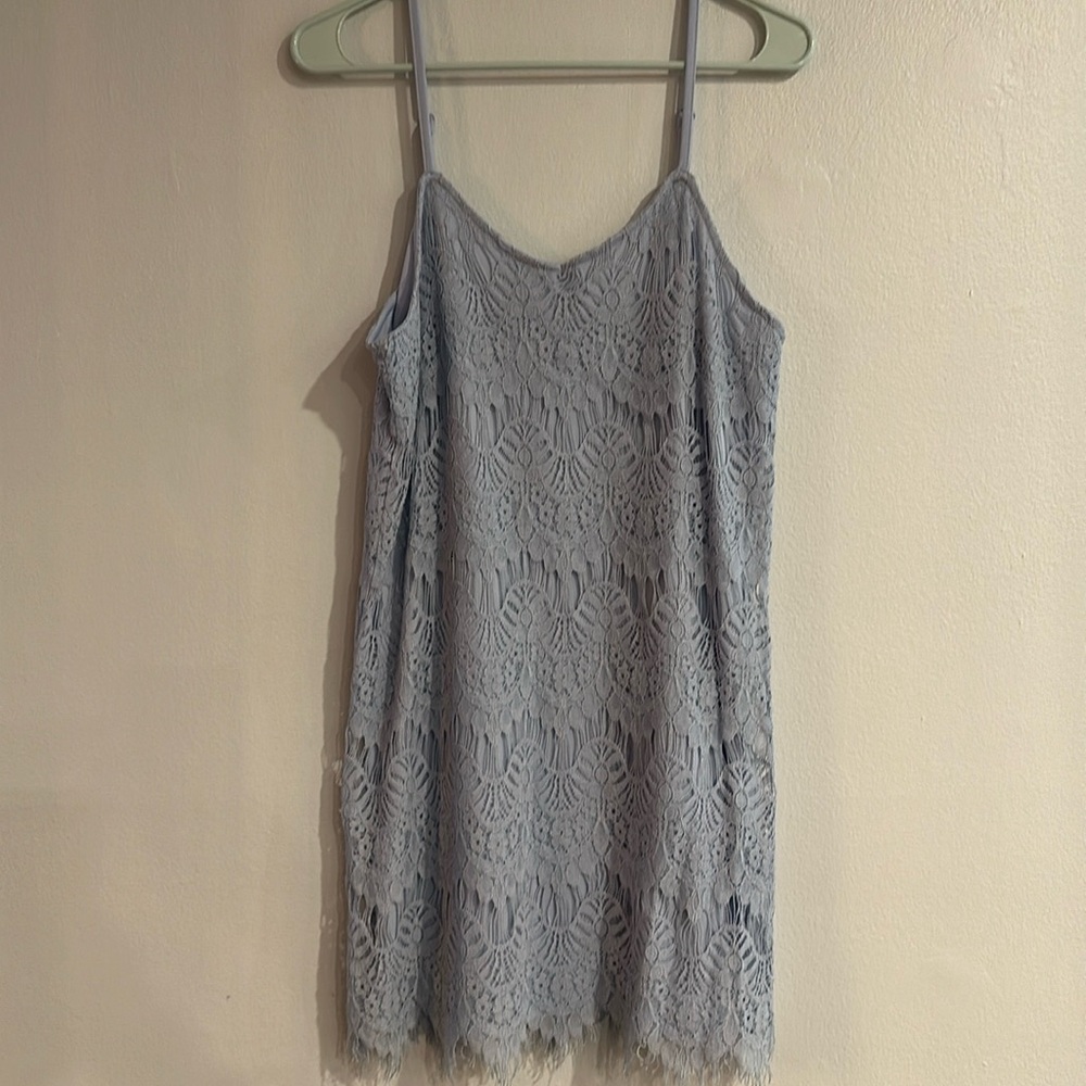 Light blue lace body con dress